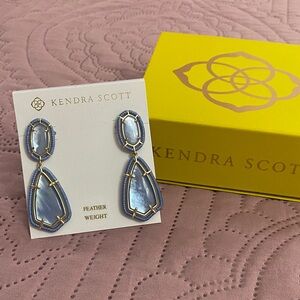 Kendra Scott Blue and Gold Statement Earrings